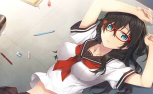 Wallpaper : gadis anime, kacamata,