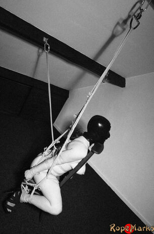 Masked model Amely is roped and